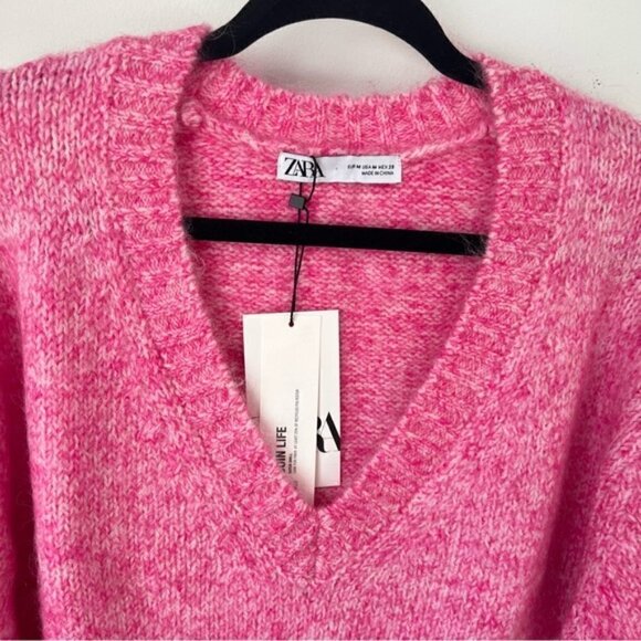 Zara, Women’s V-Neck Knit Sweater - Pink. Size: M - Picture 12 of 12
